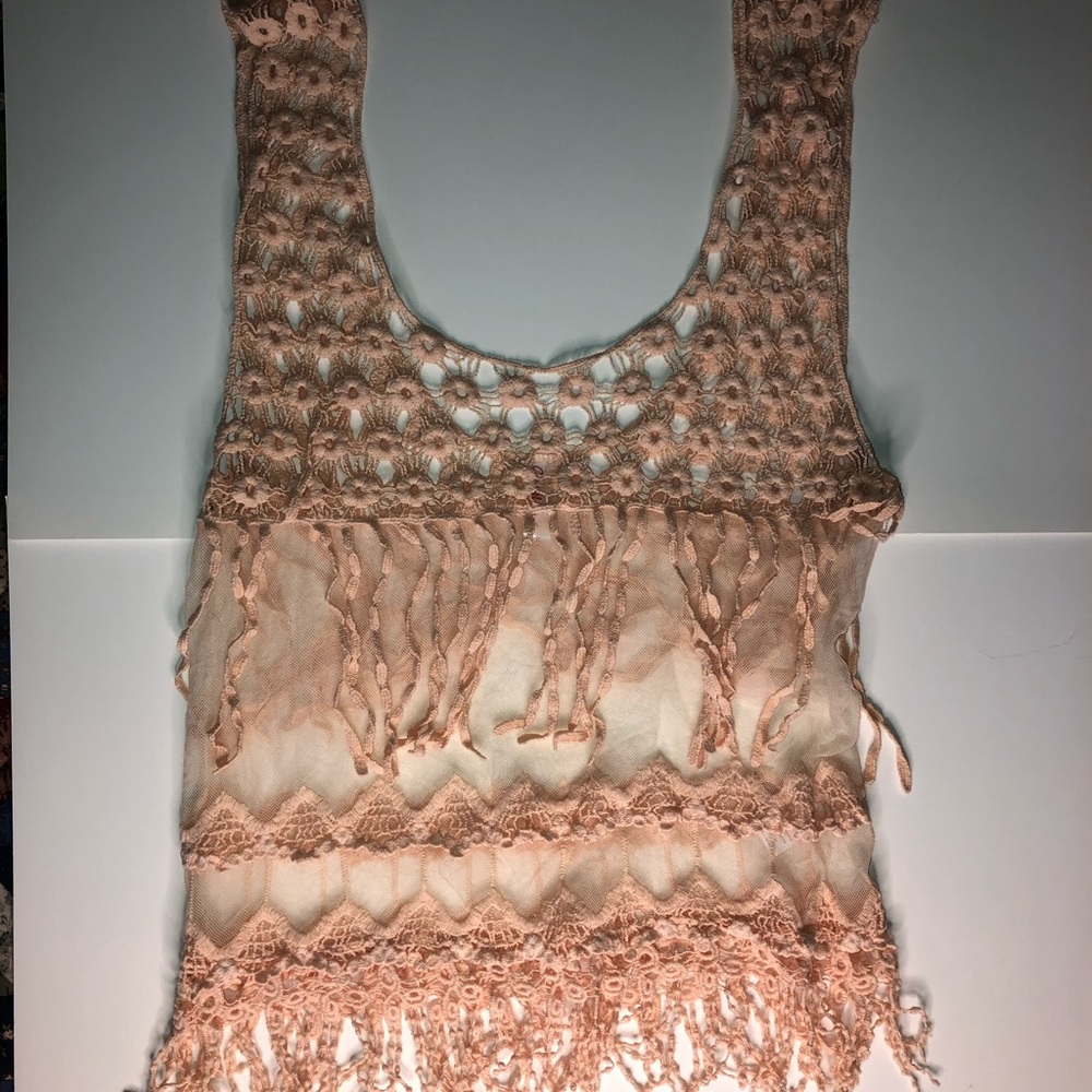 Shear lace shirt pink
